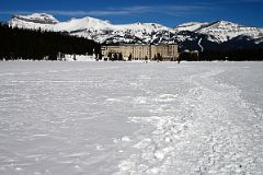 01C Frozen Lake Louise With Chateau Lake Louise, Mount Richardson, Whitehorn Mountain, Redoubt Mountain, Lipalian Mountain Behind In Winter.jpg